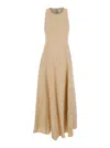 Eleventy Beige Long Sleeveless Dress In Linen Woman In Neutral