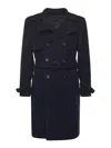Eleventy Double-breasted Wool Coat In Blue
