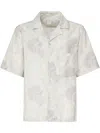 Eleventy Mens Sabbia E Malva Flower-print Camp-collar Linen And Cotton Shirt In Neutrals
