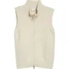 Eleventy Alpaca Blend Full Zip Sweater Vest In Neutral