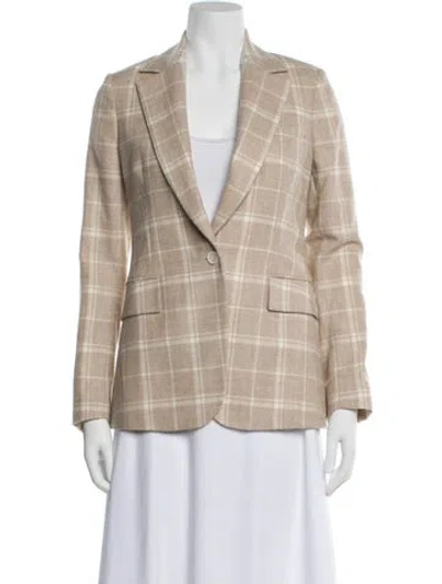 Pre-owned Eleventy Alpaca Plaid Print Blazer W/ Tags In Neutral