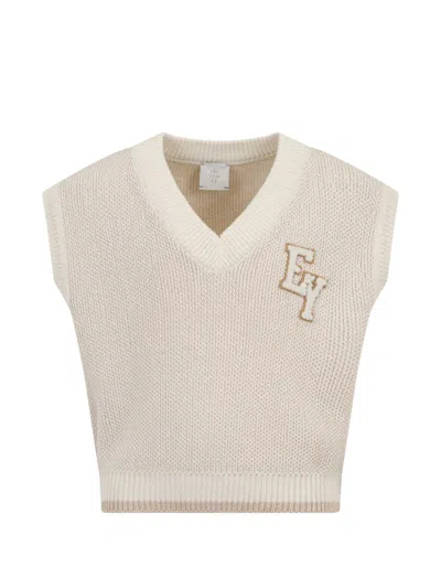 Eleventy Kids' Appliqué V-neck Vest In Neutral