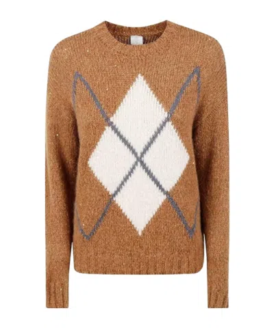 Eleventy Argyle Knitted Sweater In Brown