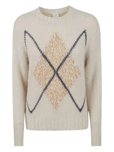 ELEVENTY ARGYLE SEQUIN SWEATER