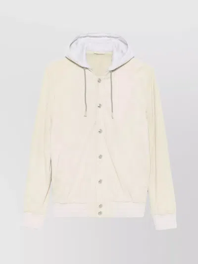 Eleventy Automatic Button Hooded Bomber Jacket In Neutrals