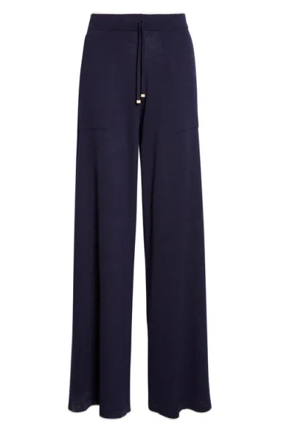Eleventy Avalon Travel Merino Wool Drawstring Pants In Blue