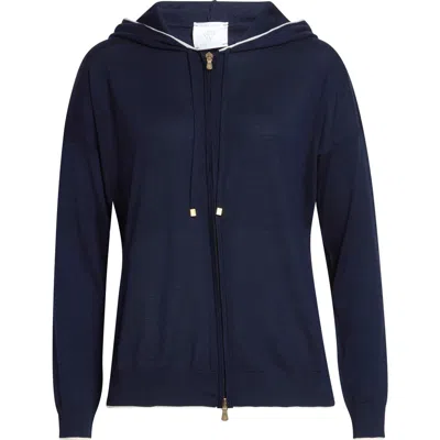 Eleventy Avalon Travel Merino Wool Full Zip Hoodie In Blue