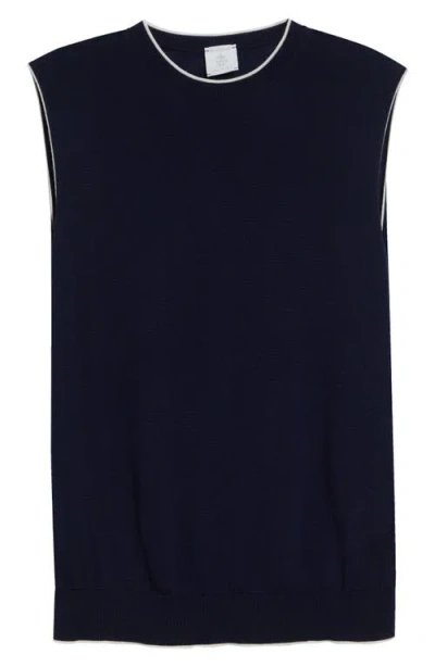 Eleventy Avalon Travel Sleeveless Merino Wool Sweater In Blue