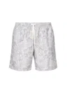 Eleventy Tropical Print Beach Boxer Pockets In Grey