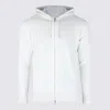 Eleventy Crewneck Drawstring Hood Ribbed Sweater In White