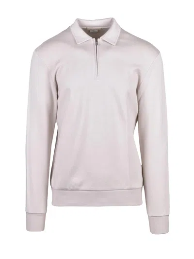 Eleventy Beige Cotton Polyamide Cashmere Sweatshirt Polo In White
