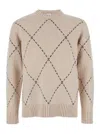 Eleventy Argyle-patterned Sweater In Beige