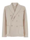 Eleventy Beige Double-breasted Jacket With Peak Revers In Multicolor