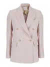 Eleventy Beige Double-breasted Jacket With Pointed Lapels In Multicolor