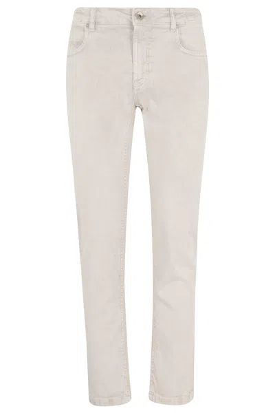 Eleventy Beige Five-pocket Straight-leg Cotton Jeans In Animal Print