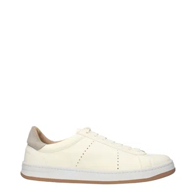 Eleventy Beige Leather Sneakers In White