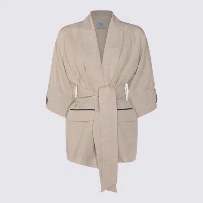 ELEVENTY ELEVENTY BEIGE LINEN BLAZER