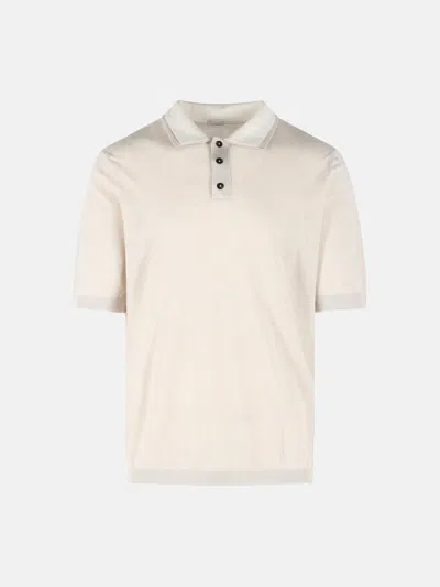 Eleventy Kids' Beige Linen Blend Polo Shirt In White