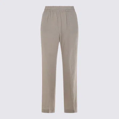 Eleventy Beige Linen Pants In Multicolor