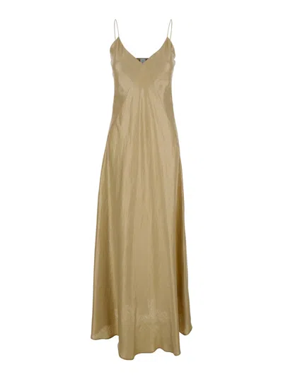 Eleventy Beige Long Dress With Thin Straps In Viscose Woman