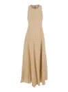 Eleventy Beige Long Sleeveless Dress In Linen Woman In Neutral