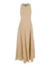 Eleventy Beige Long Sleeveless Dress In Linen Woman In Neutral