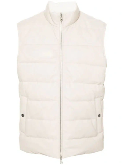 Eleventy Quilted Down Gilet In Neutrals