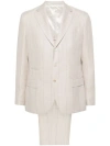 Eleventy Linen-blend Pinstripe Suit In Neutrals