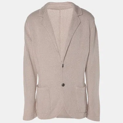 Pre-owned Eleventy Beige Rib Knit Blazer Xl