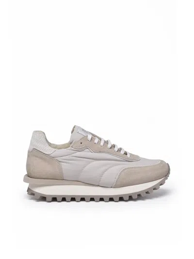 Eleventy Beige Suede Nylon Rubber Sole Sneakers In Multi