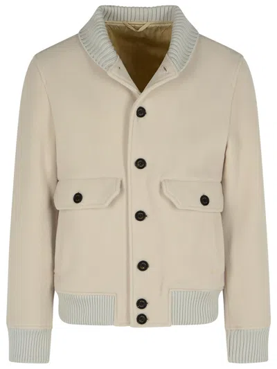 ELEVENTY ELEVENTY BEIGE WOOL BLEND BOMBER JACKET MEN