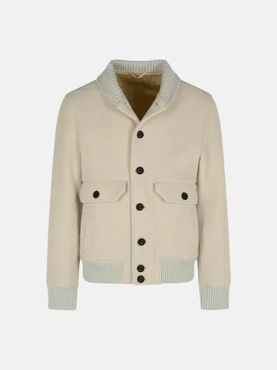 Eleventy Beige Wool Blend Bomber Jacket In Sand