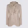 Eleventy Hooded Blazer With Long Sleeves And Pockets In Brown