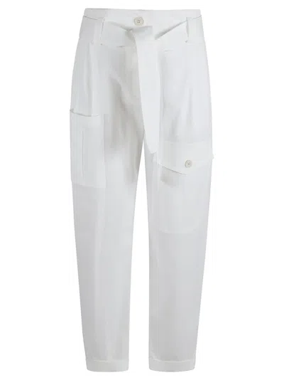 Eleventy Belted Combat Trousers In White