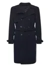 Eleventy Belted Double-breasted Trench Coat In Blue