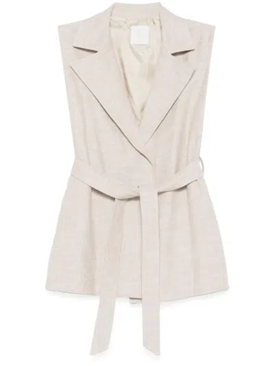 Eleventy Belted Gilet In Neutrals