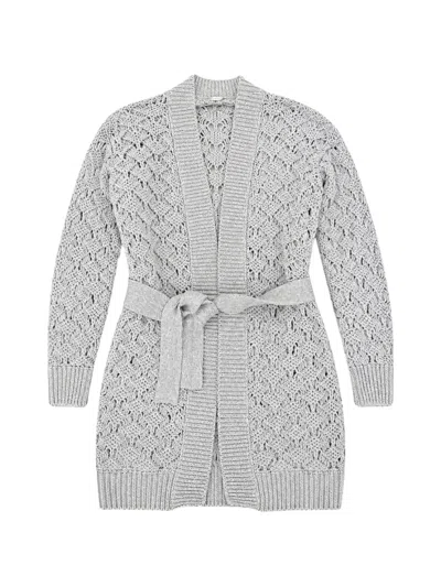 Eleventy Belted Open-knit Cardigan In Animal Print
