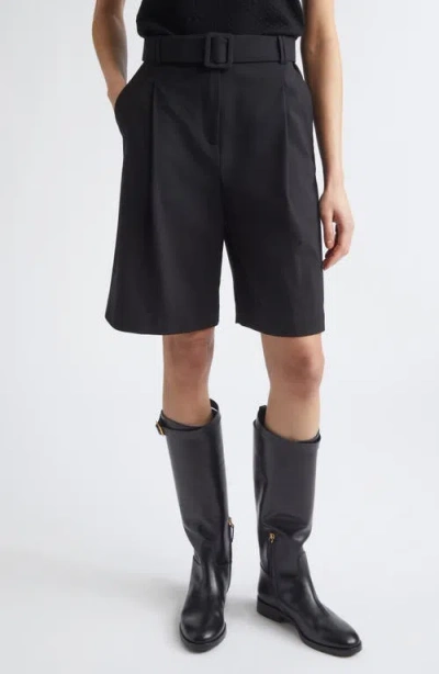Eleventy Belted Stretch Virgin Wool Shorts In Black