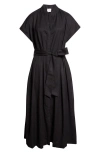 Eleventy Belted Wool Blend Midi Dress In Black