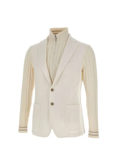 Eleventy Bi-material Jacket In White