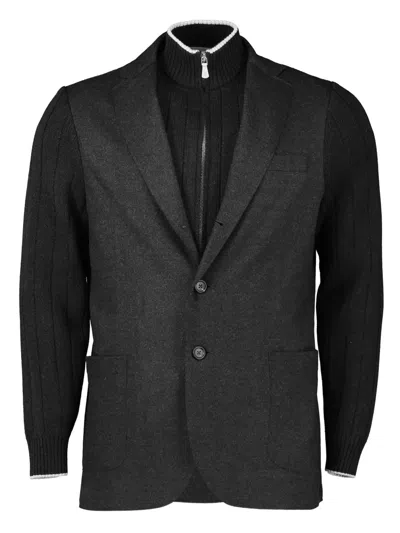 Eleventy Bimetric Bib Blazer In Black
