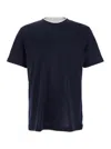 Eleventy Black Crewneck T-shirt With Layered Collar In Cotton Man