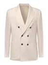Eleventy Double-breasted Wool Jacket In Neutral