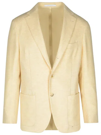 Eleventy Blazer In Cream Wool And Cashmere Blend Men In Beige