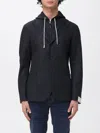 Eleventy Tailored Navy Blue Jacket With Integrated Hood And Contemporary Design In Black