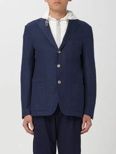 Eleventy Blazer  Men Color Blue In Blue, Ivory