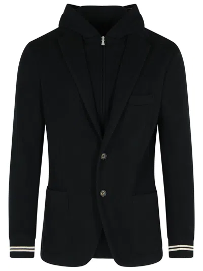 Eleventy Blazer In Black Cashmere Blend Men