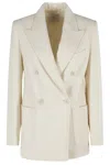 Eleventy Double-breasted Wool Blazer With Classic Lapel In White