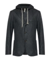 Eleventy Hooded Jacket With Front Pockets And Drawstring In Black