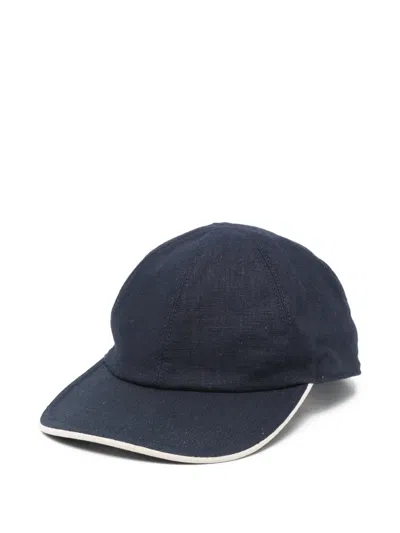 Eleventy Contrast-trim Cap In Blue